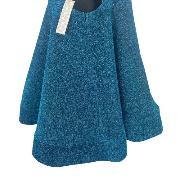 Luxxel Sz S Women's Blue‎ Sparkle Halter Open Back Flared Skirt Dress NWT - Picture 10 of 13